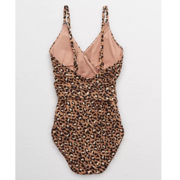 AERIE Leopard Wrap One Piece Swimsuit Full Coverage Size Large Long - Picture 5 of 14
